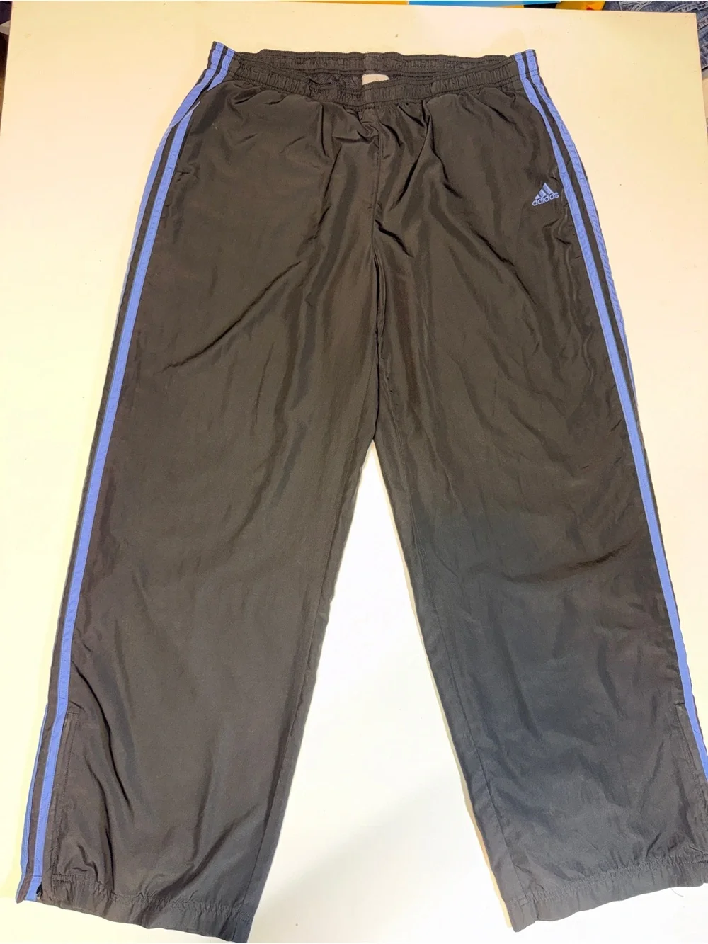 adidas Black Track pants with Blue Side Stripes